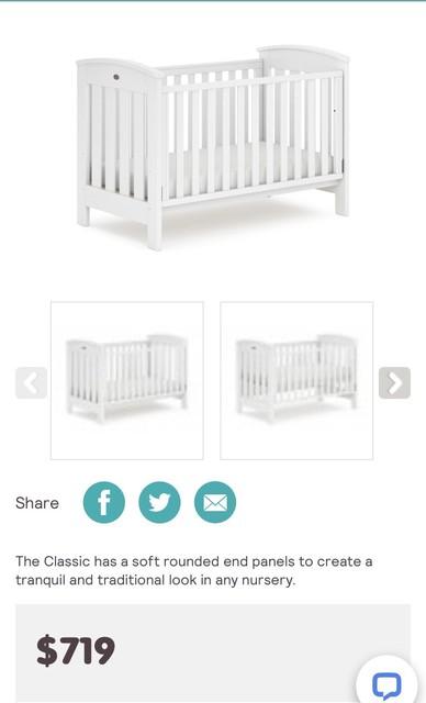 boori drop side cot